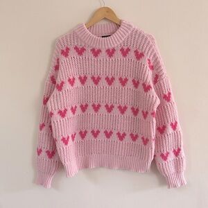 Major Label Pink Heart Pattern Sweater Size L